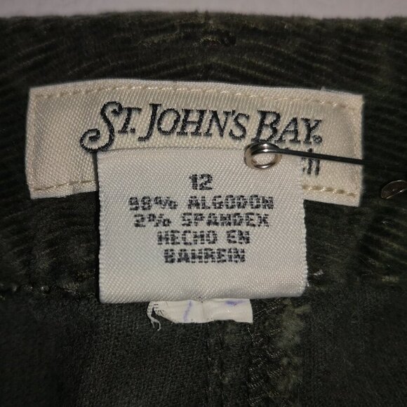 St. John's Bay Stretch Ladies Size 12 Olive Green Straight Legs Corduroy Pants - Picture 4 of 12